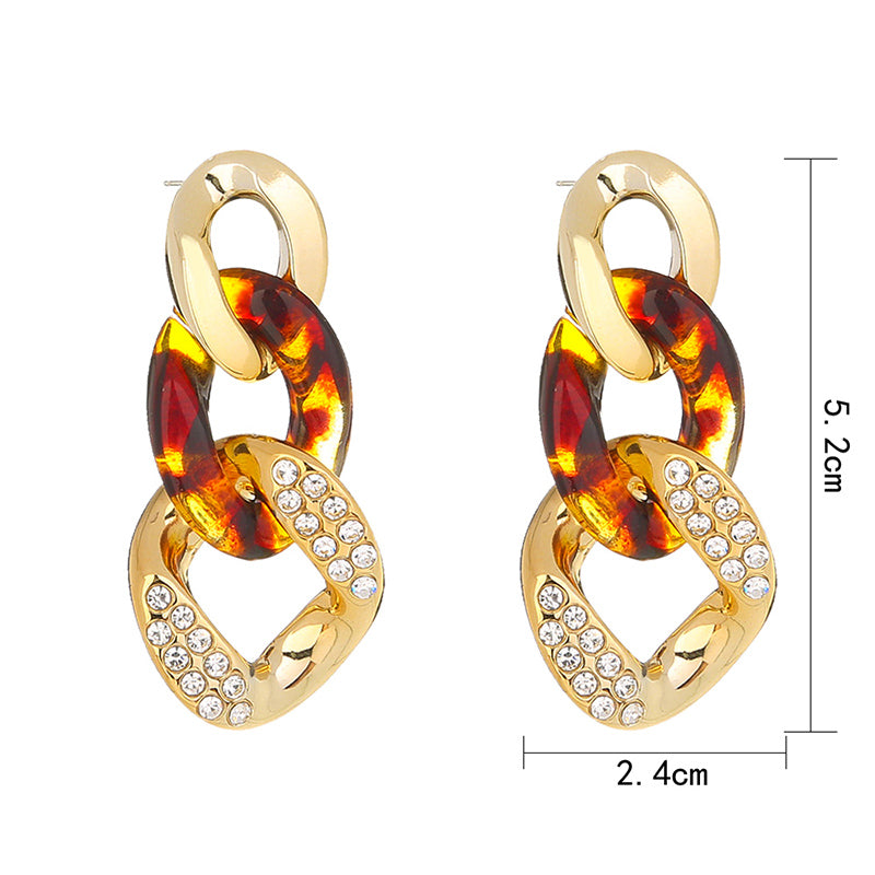 Leopard Resin Diamond Stud Earrings