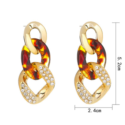 Leopard Resin Diamond Stud Earrings