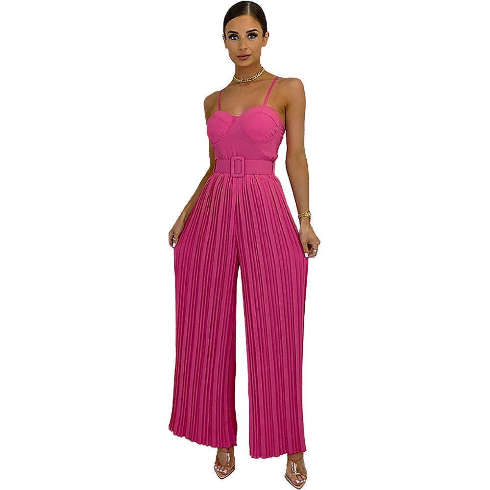 Women's Solid Color Wide Leg Jumpsuit