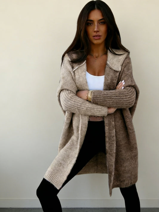 Color-Block Hooded Cardigan