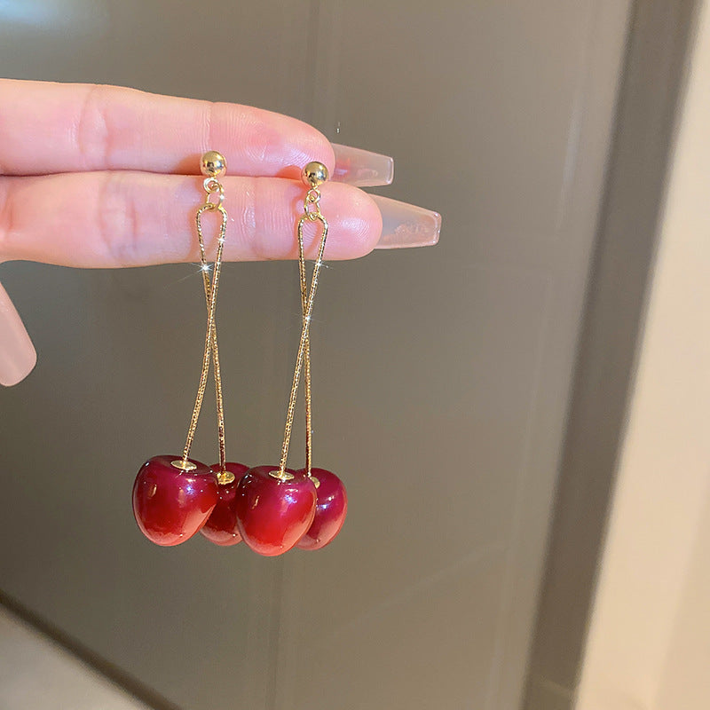 Sweet Red Acrylic Cherry Earrings
