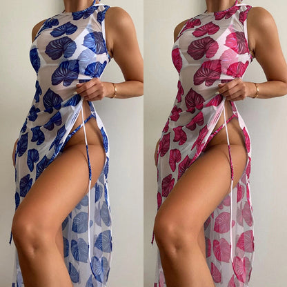 Print Mesh Three-piece Suit