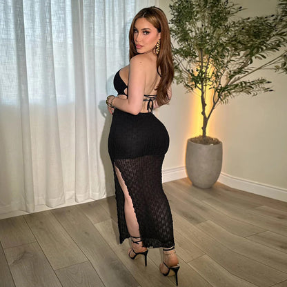 Backless Halter Skirt Set
