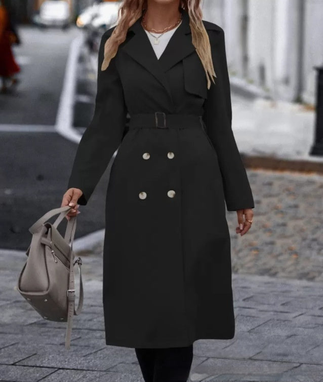 Double-Breasted Belted Trench Coat