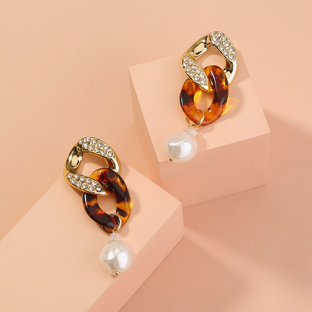 Leopard Pearl Drop Earrings