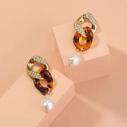 Leopard Pearl Drop Earrings
