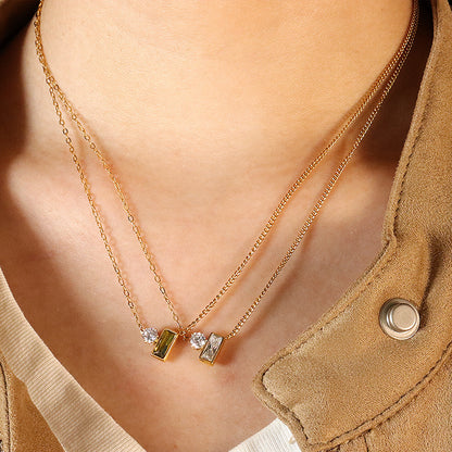 Olive Green Crystal Necklace For Women