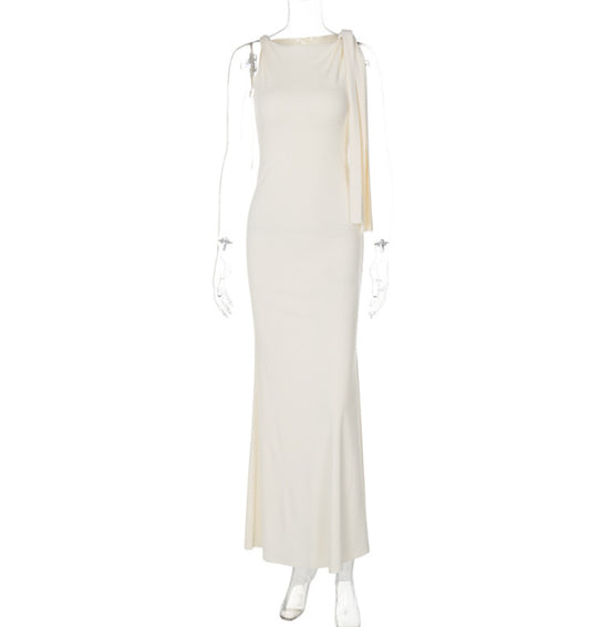 One Shoulder Ribbon Dress