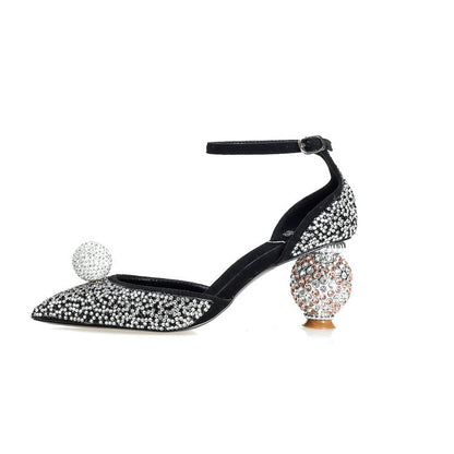 Rhinestone Pointed High Heels