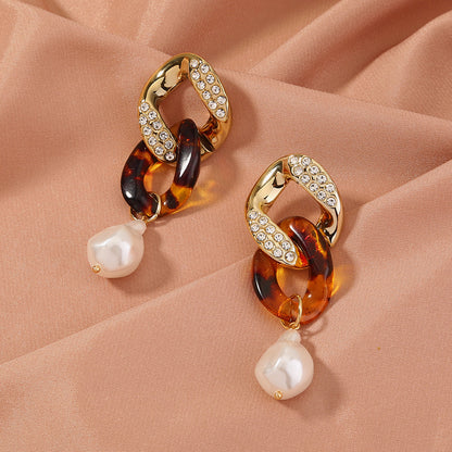 Leopard Pearl Drop Earrings