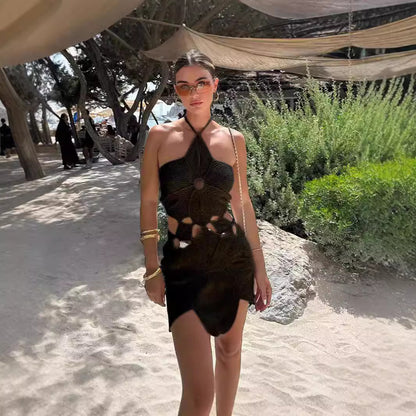 Halter Asymmetric Hollow Dress