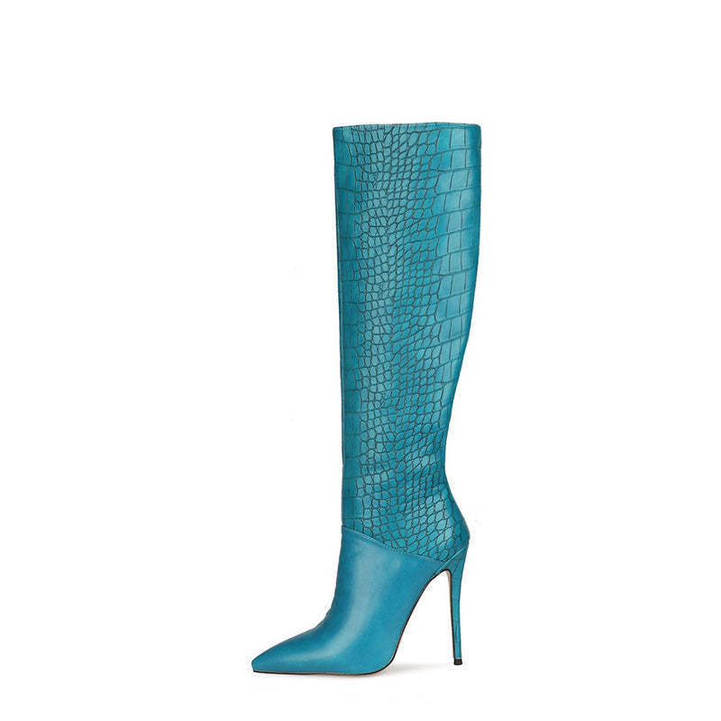 Gloss Crocodile Stiletto Boots