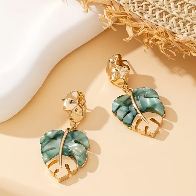 1 Pair Vintage Boho Style Leaf Dangle Earrings