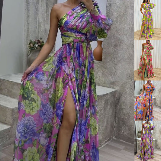 Floral Print Split Maxi Dress