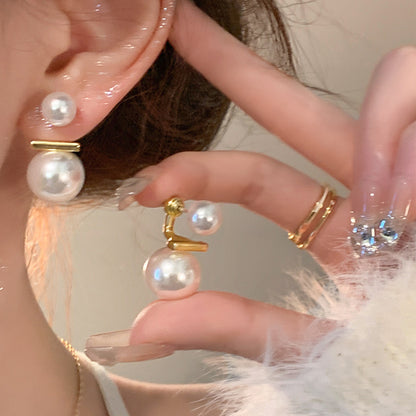 Pearl Silver Needle Earrings