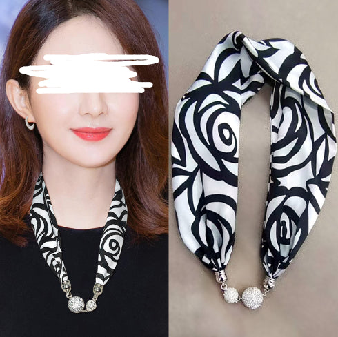 Silk Scarf Pearl Necklace
