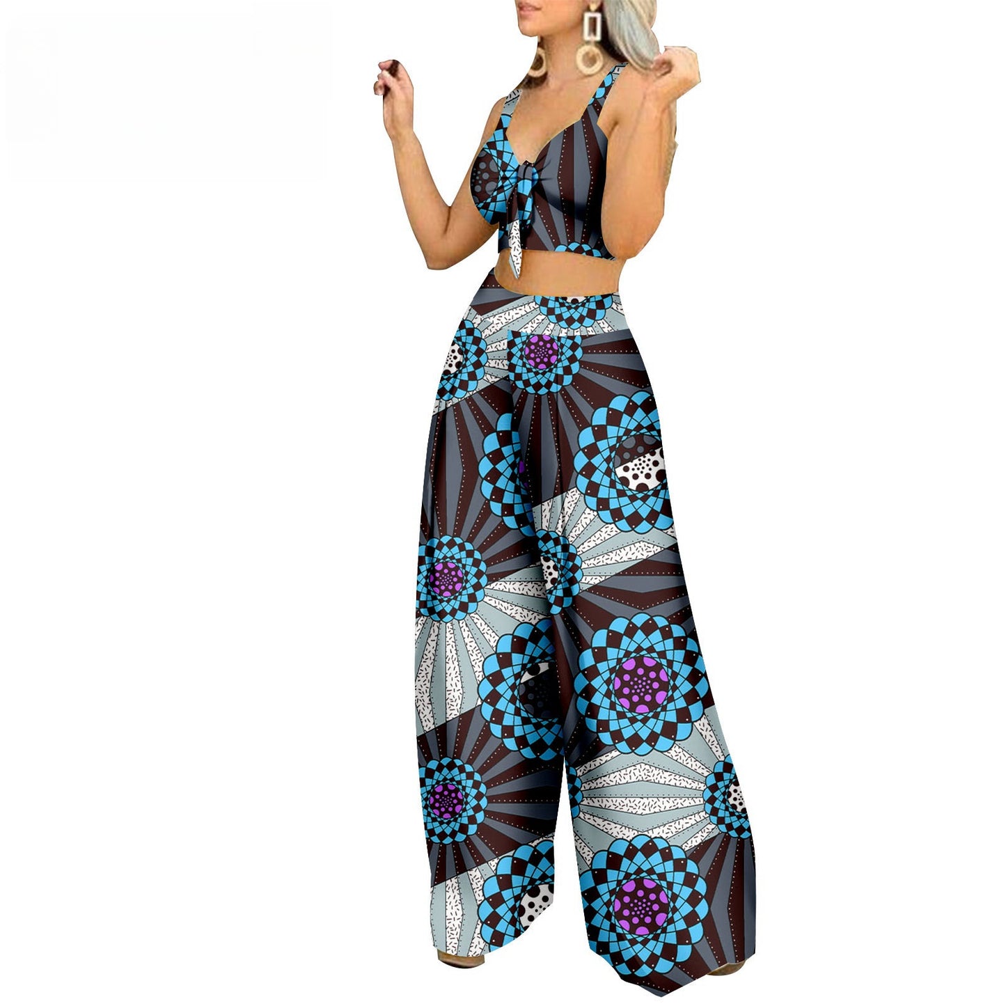 African Ethnic Print Batik Two-piece Suit