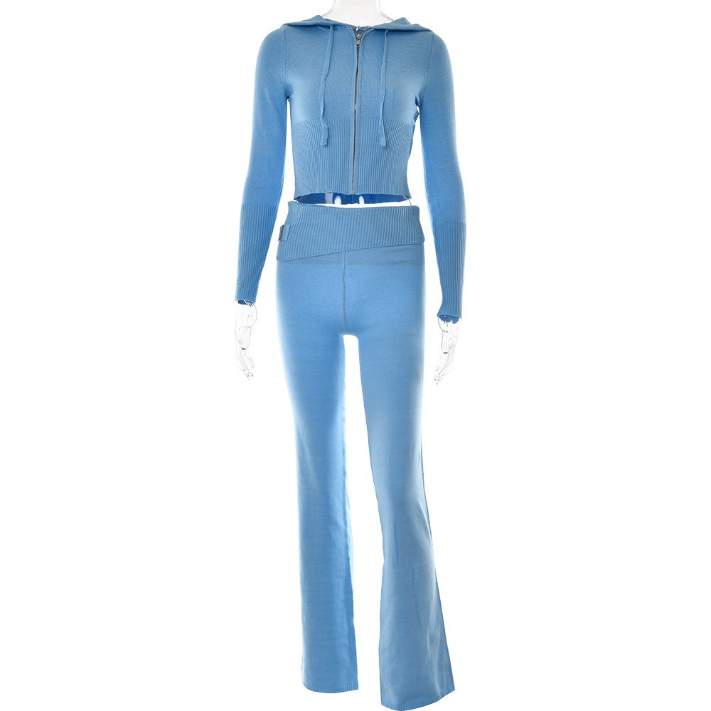 High Waist Long Sleeves Trousers Two-piece Set