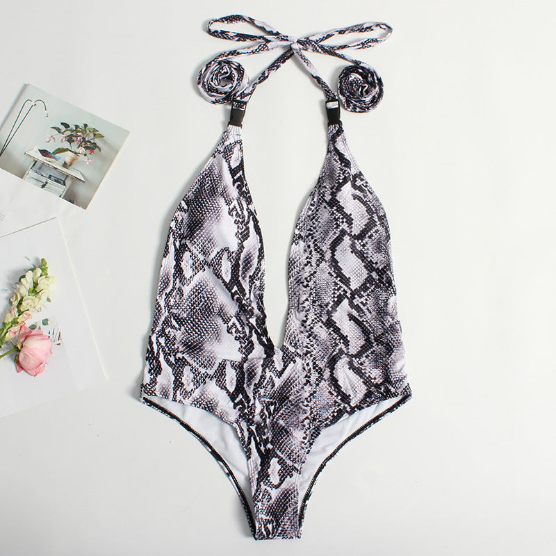 Leopard Buckle One-Piece Swimsuit