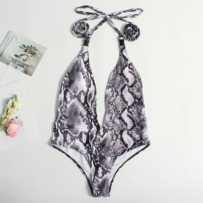 Leopard Buckle One-Piece Swimsuit
