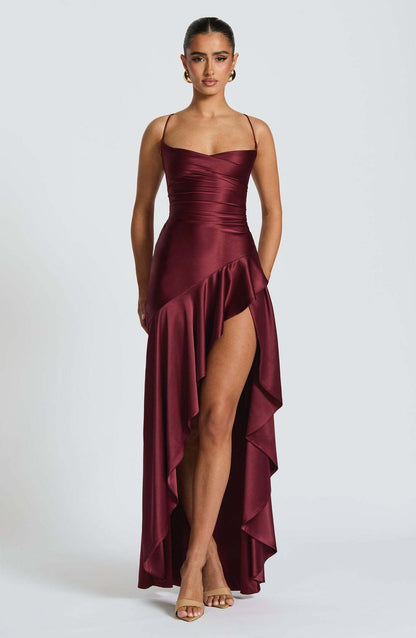 Women's Backless Ruffles Irregular Dress Summer Fashion