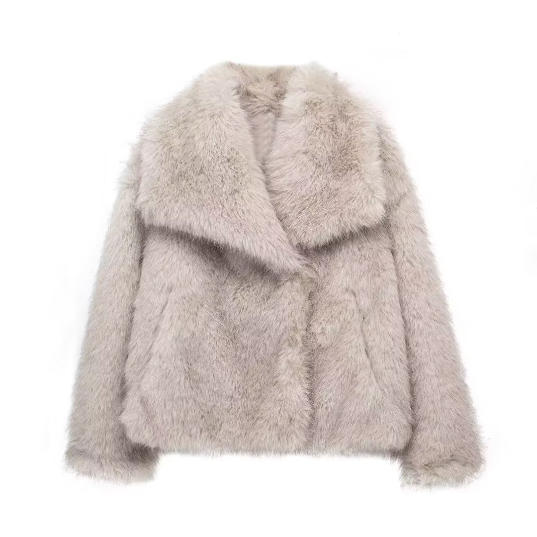 Warm Thicken Fluffy Lapel Jacket Outwear