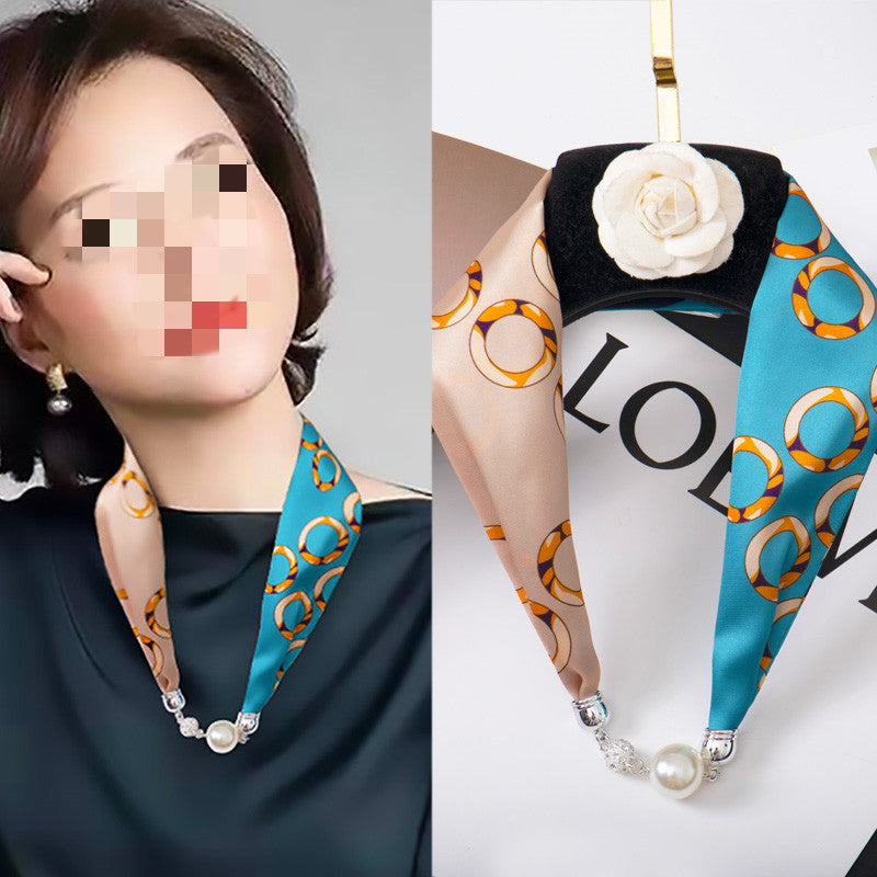 Silk Scarf Pearl Necklace