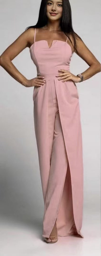 Bodycon Slit Pants Bustier Strap Jumpsuit