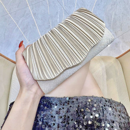 Satin Pleated Evening Clutch