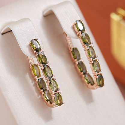 Double Layer Zircon Dangle Earrings
