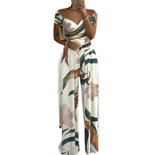 Off Shoulder Printed Jumpsuit
