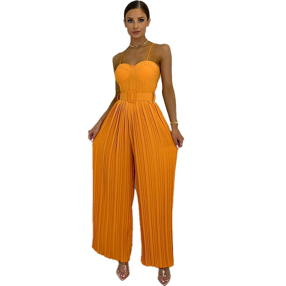 Women's Solid Color Wide Leg Jumpsuit