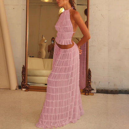 Sexy Sleeveless Backless Cropped Halter Top