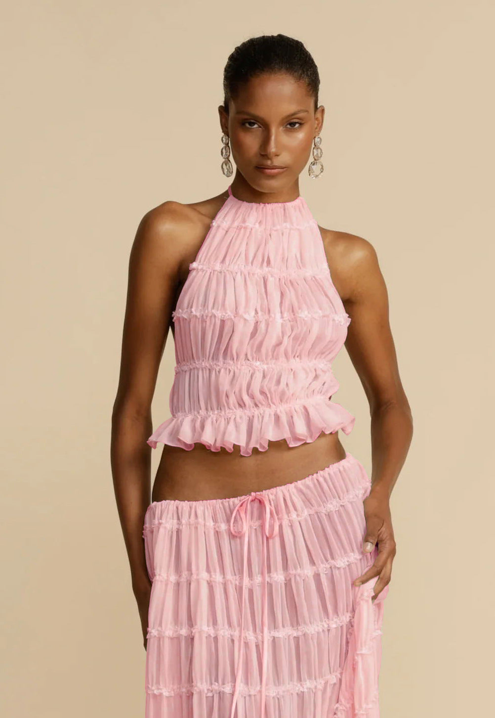 Sexy Sleeveless Backless Cropped Halter Top