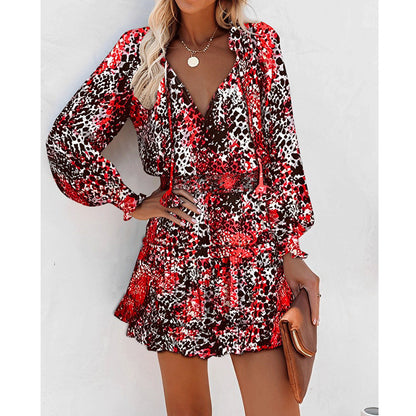 Flowers Print Long Sleeve Dress