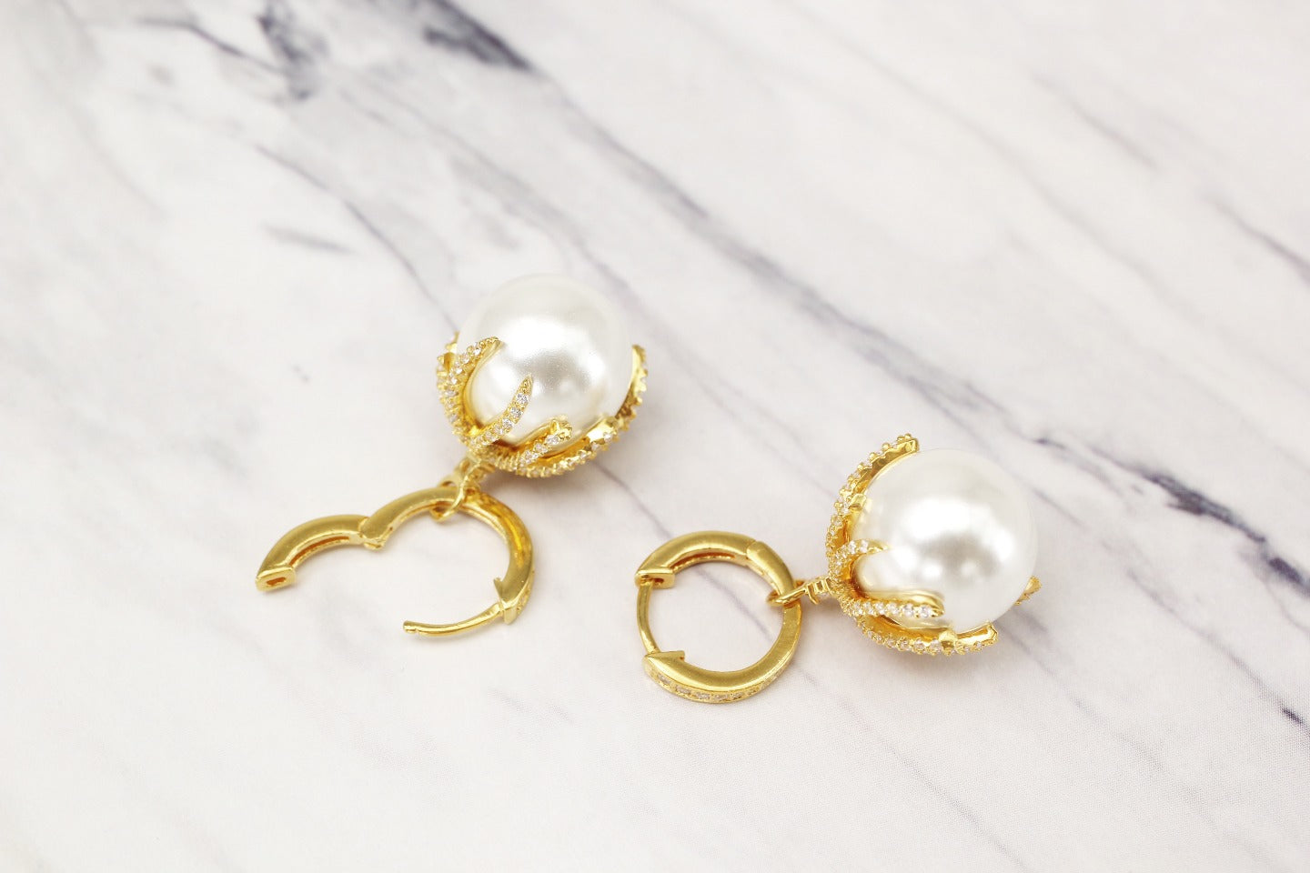 925 White Fritillaria Earrings