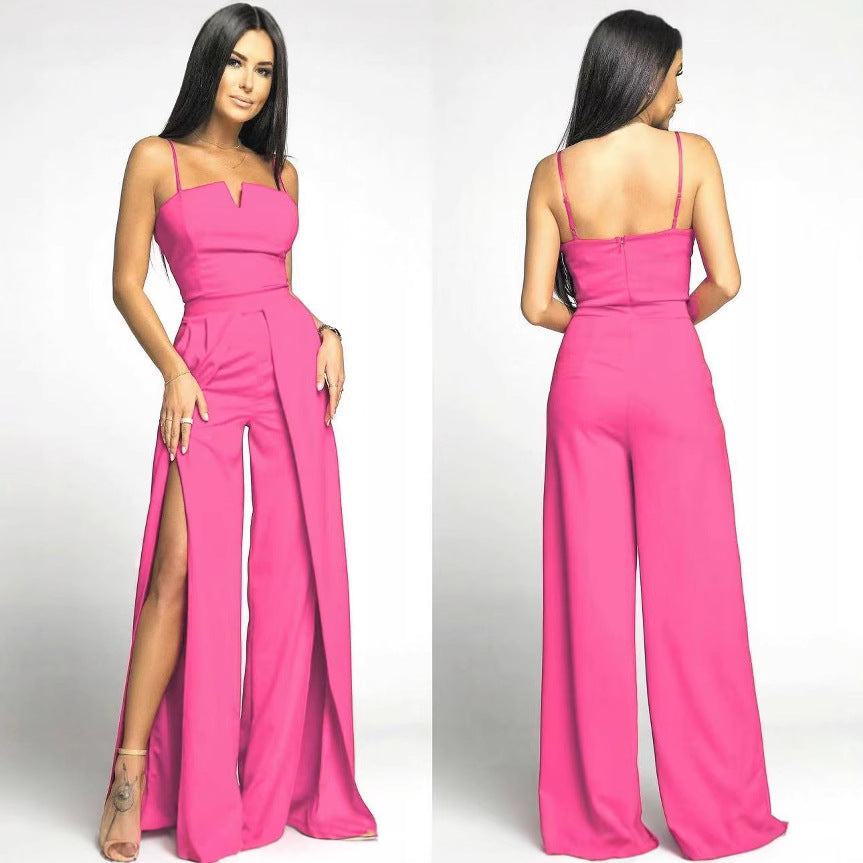 Bodycon Slit Pants Bustier Strap Jumpsuit