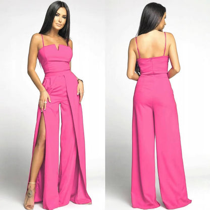 Bodycon Slit Pants Bustier Strap Jumpsuit