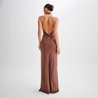 Ins Bodycon Halter Dress Sexy Backless Slim Fit Waist
