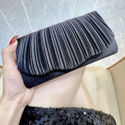 Satin Pleated Evening Clutch