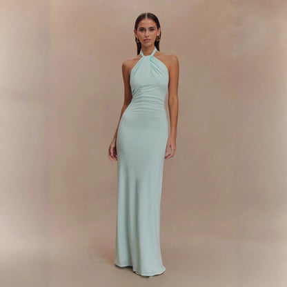 Ins Bodycon Halter Dress Sexy Backless Slim Fit Waist