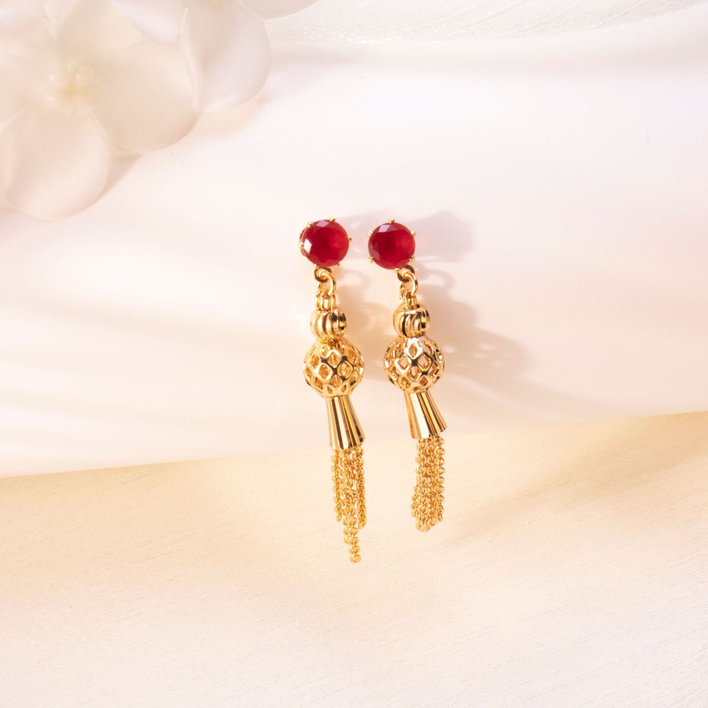 Gold Tassel Diamond Earrings